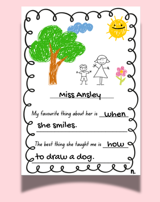 Teacher Writing Template