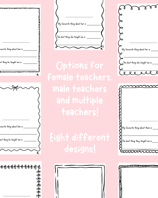 Teacher Writing Template